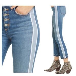 Veronica Beard  Carolyn Baby Boot Cut Blue Denim Jeans with Side Stripe